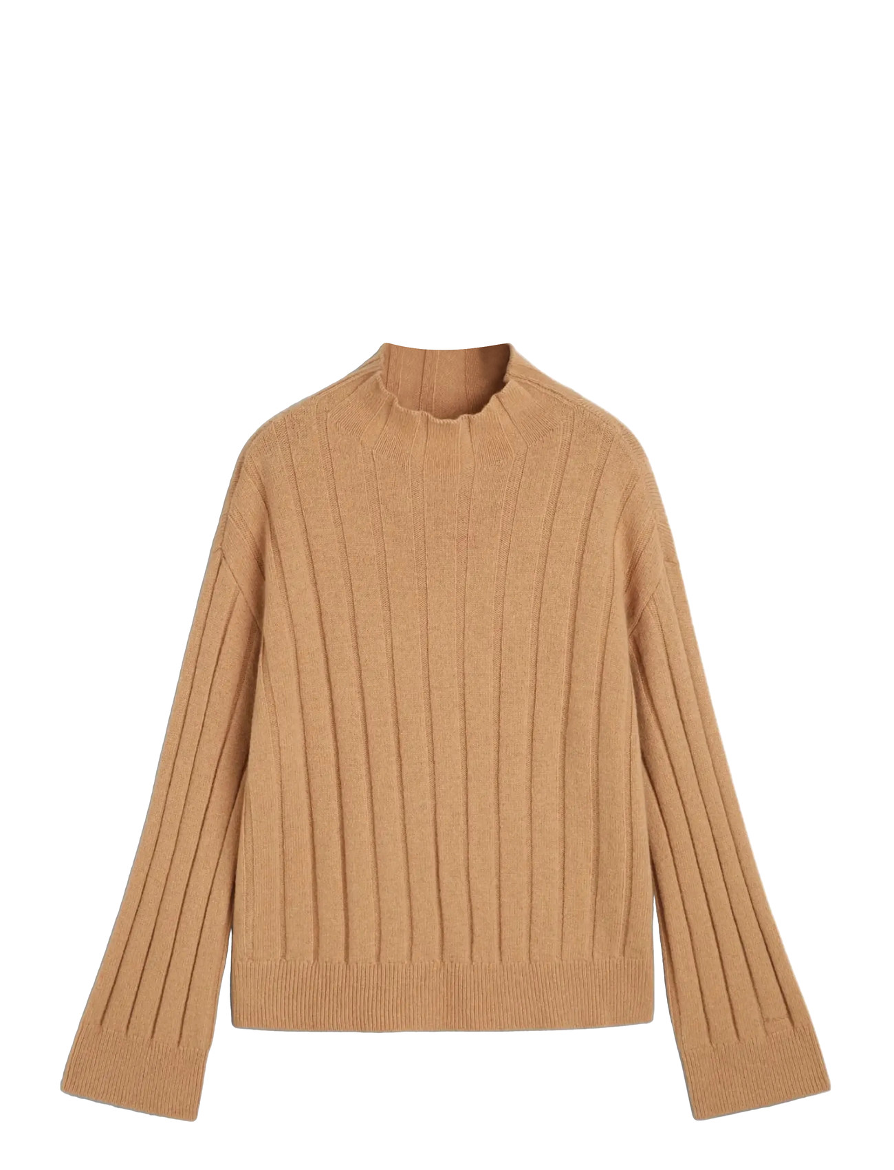 GANT Wide Ribbed Wolle Stand Collar Beige - XS - Damen