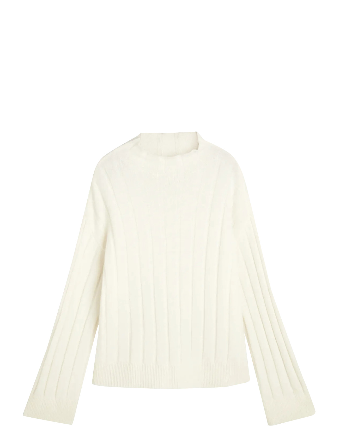GANT Wide Ribbed Wolle Stand Collar Cream - L - Damen