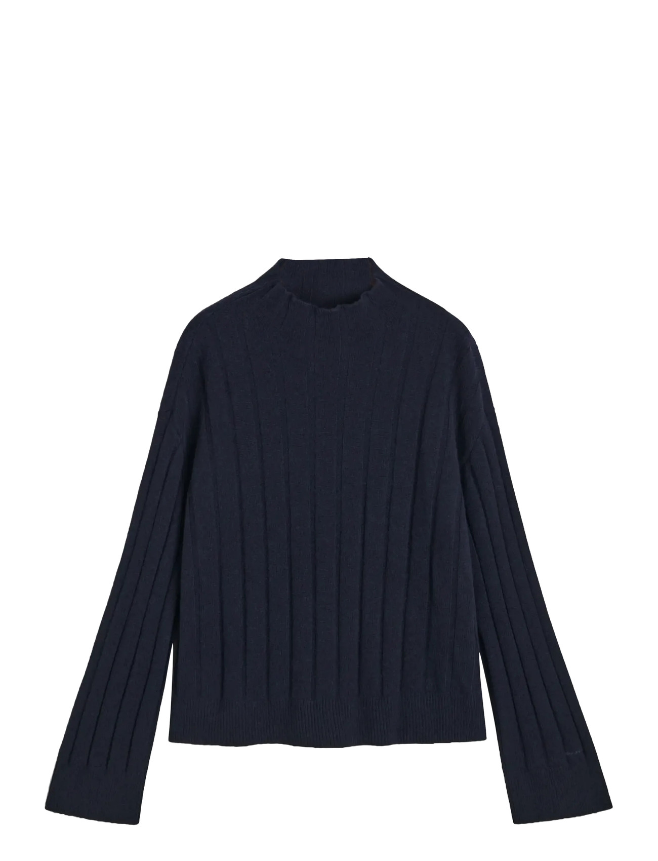 GANT Wide Ribbed Wolle Stand Collar Navy - XS - Damen