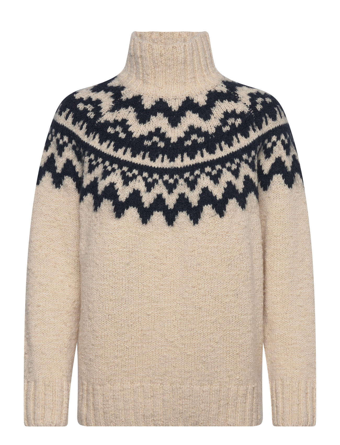 GANT Fair Isle Stand Collar Beige