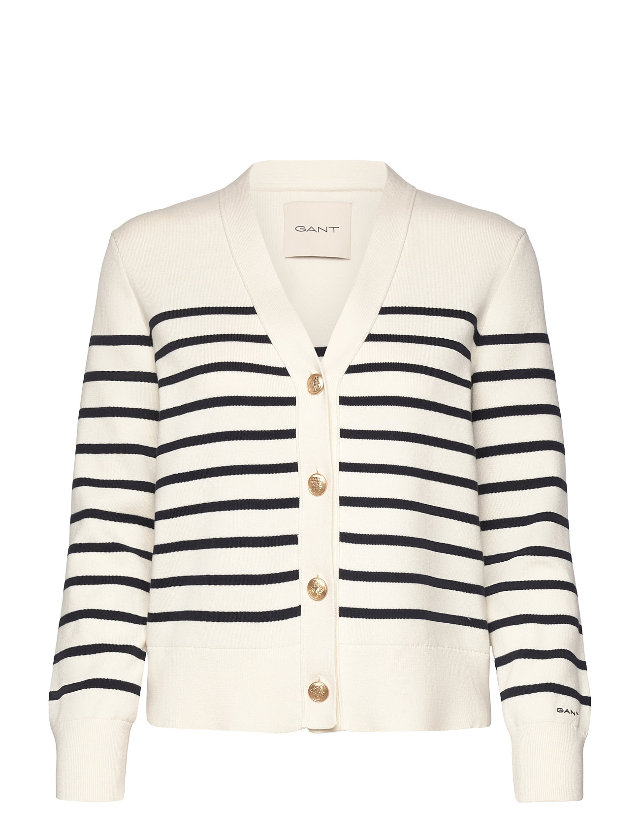 GANT Striped Cotton Cardigan Kräm