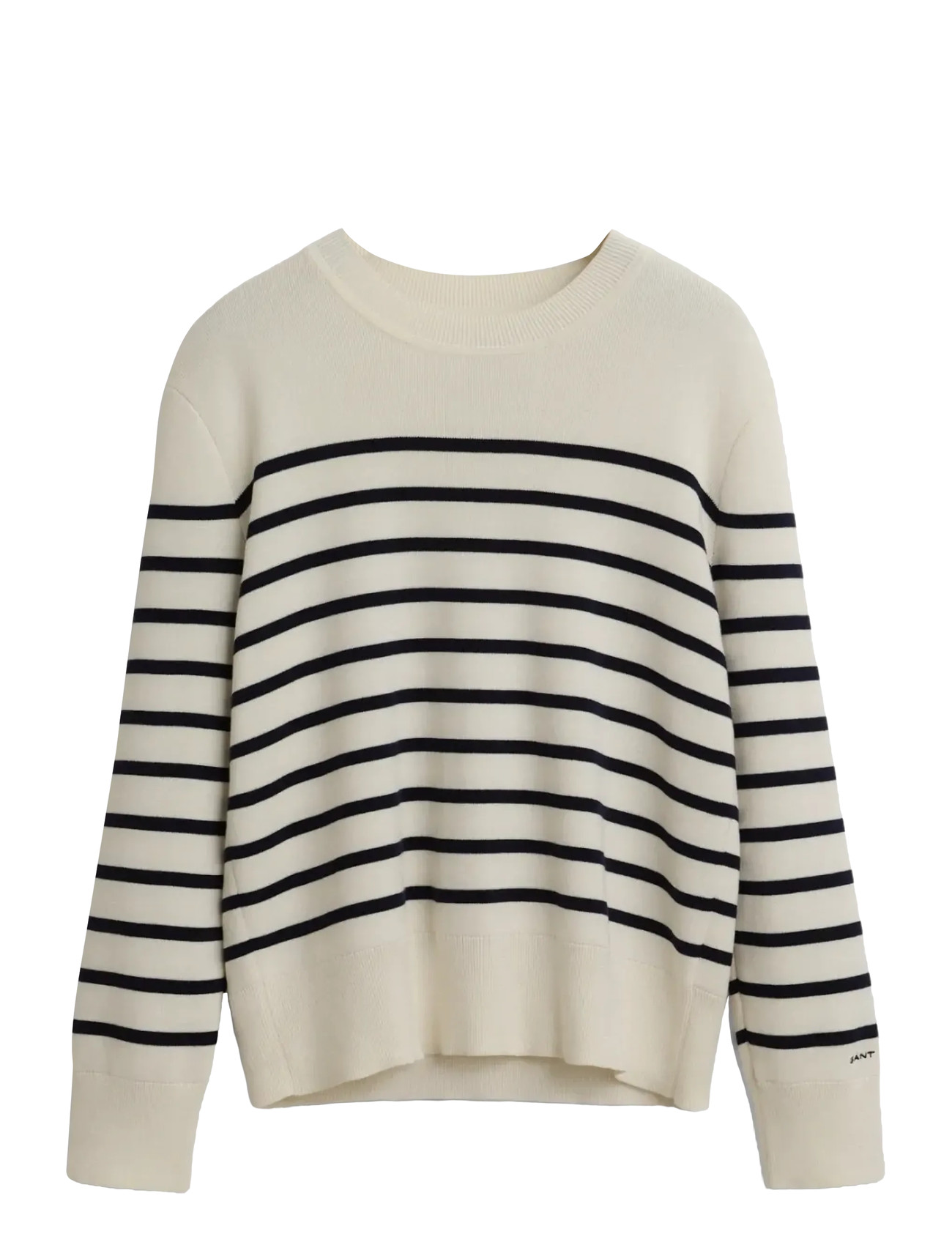 GANT Gestreift Baumwolle C-Neck Cream - S - Damen