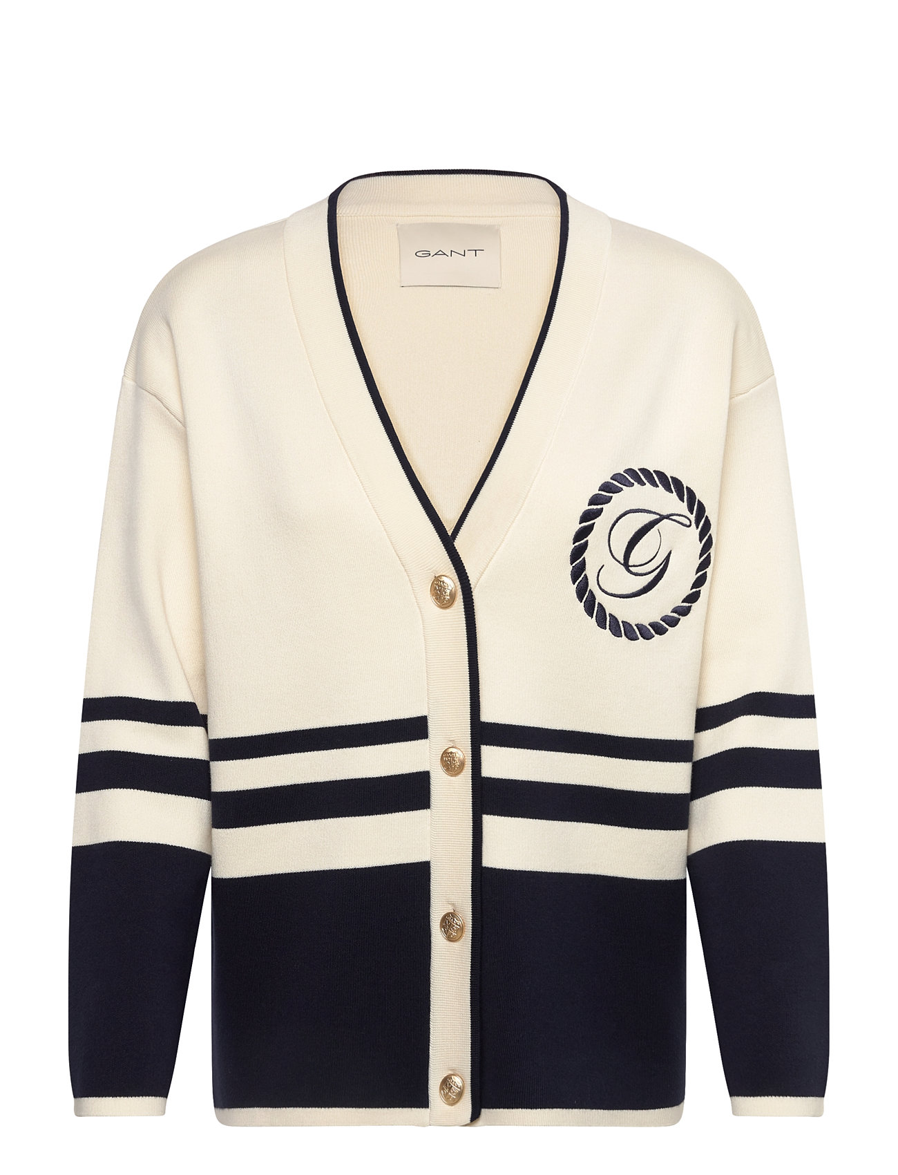 GANT Gant Varsity V-Neck Cardigan Kräm