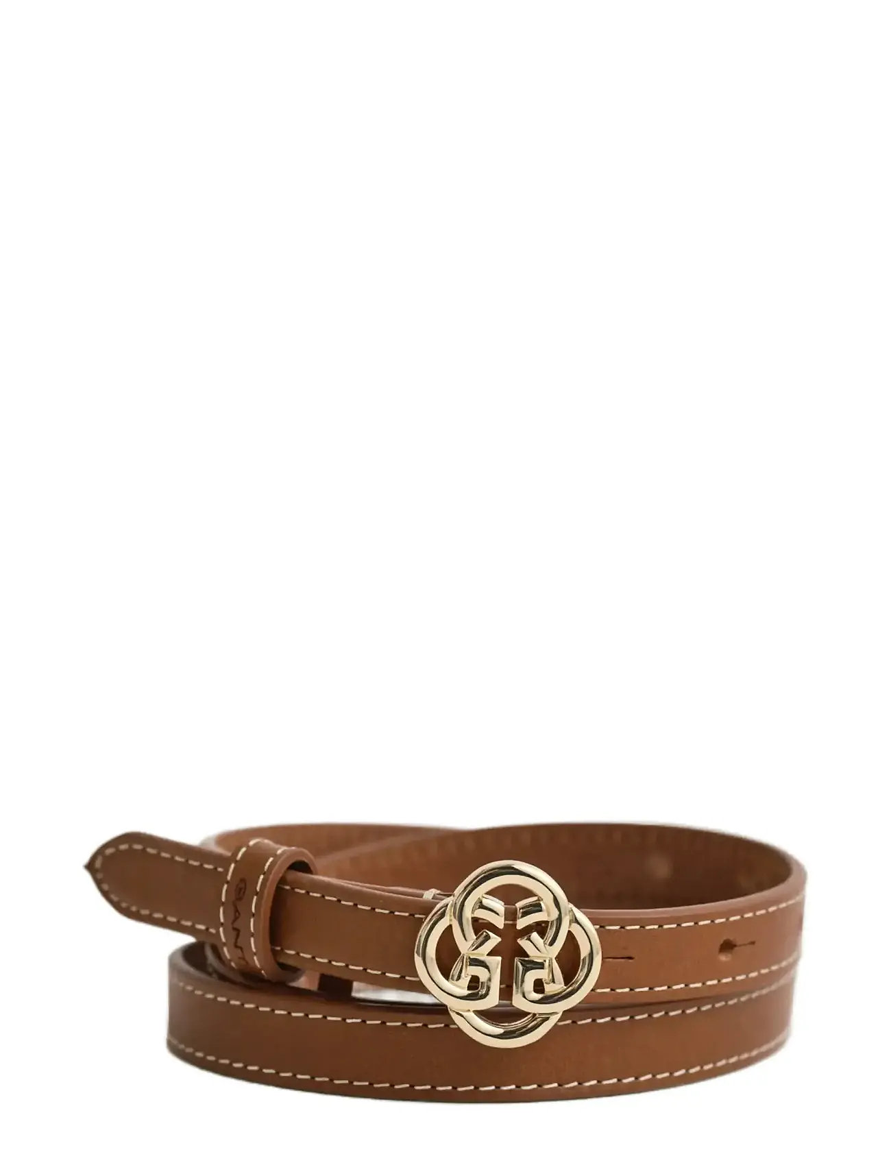 GANT Monogram Buckle Slim Leather Belt, 80, Brown, Belts > Casual Belt, Dame