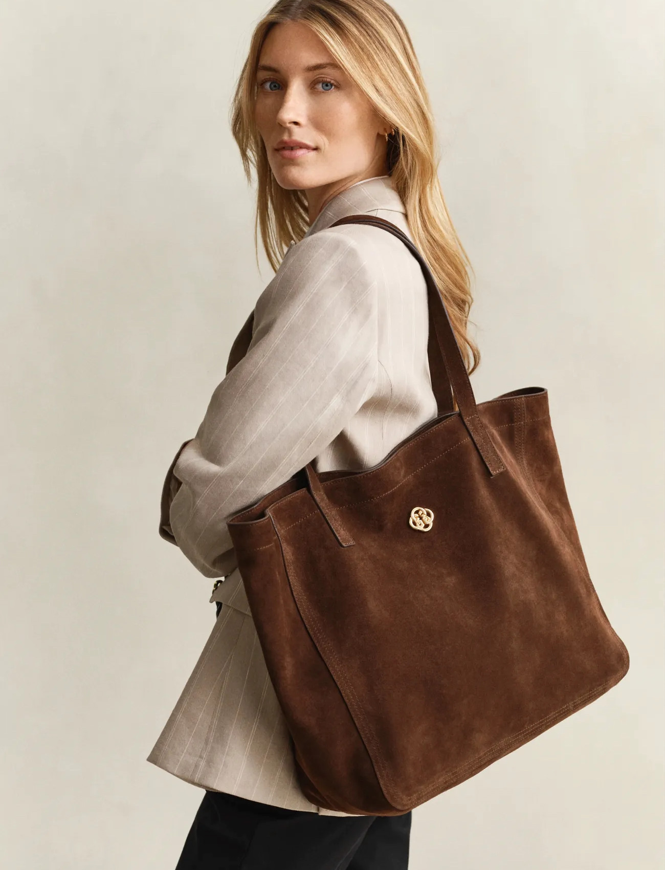 GANT Suede Tote Bag, One Size, Brown, Tasker > Shoppere, Dame