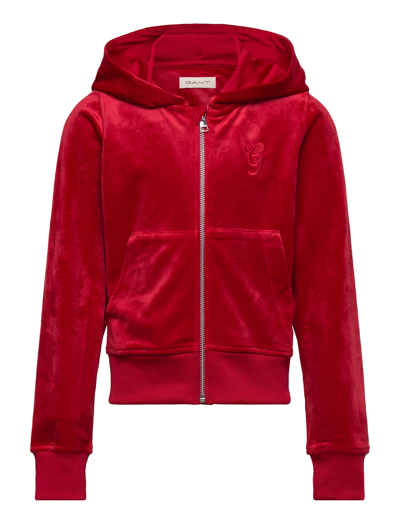 GANT Velour Zip Hoodie Röd