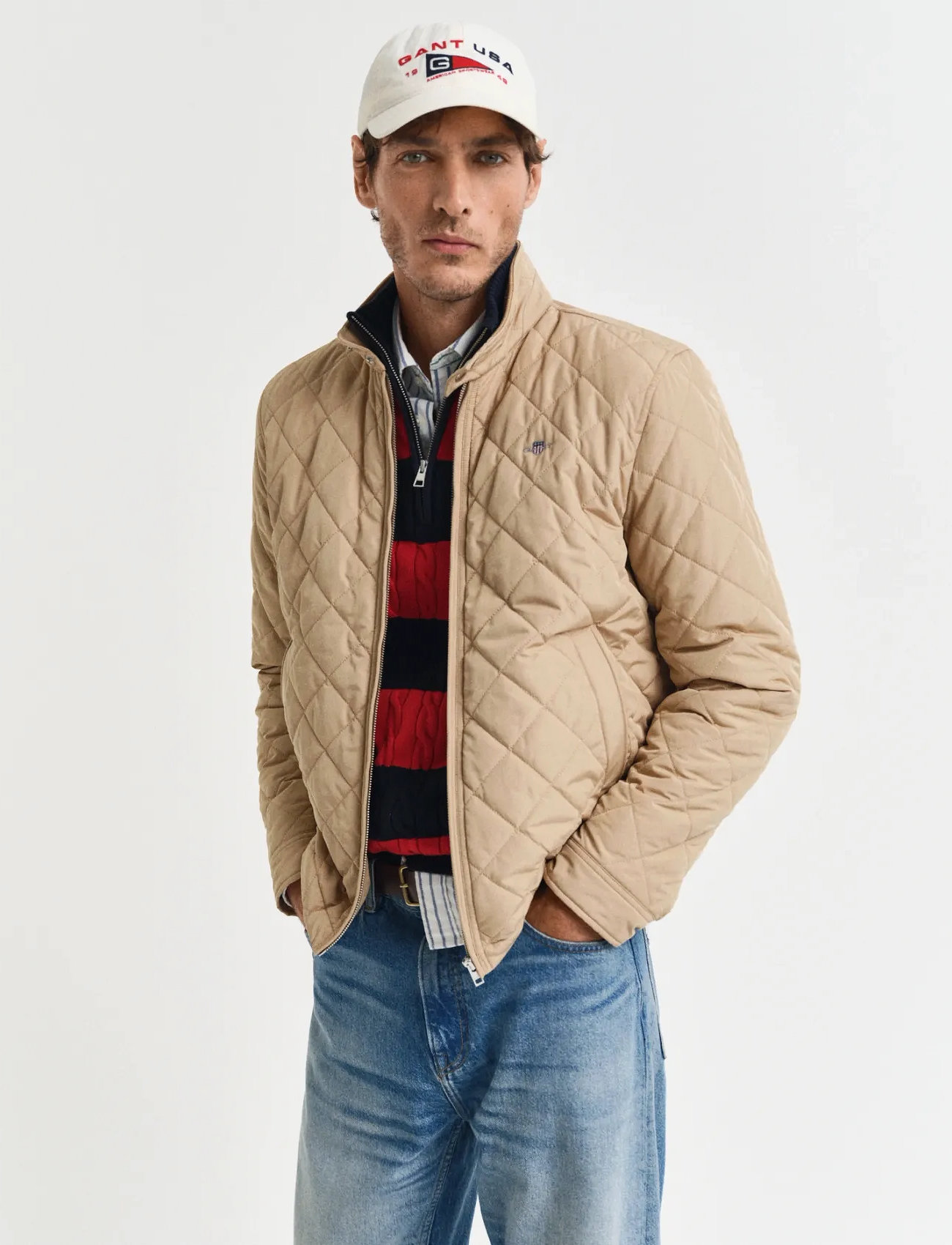 GANT Quilted Windcheater, 3XL, Jackets, Beige - Light Männerswear