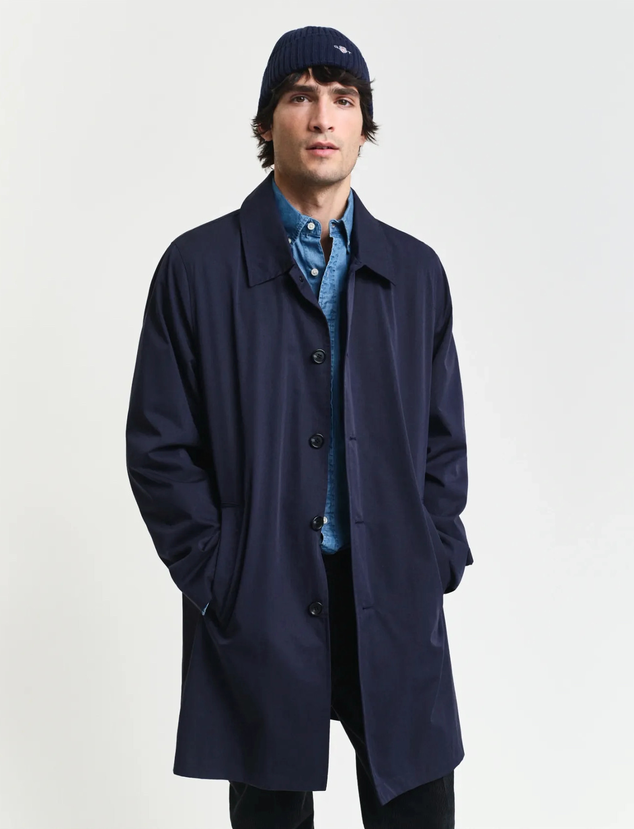 GANT Cotton Car Coat, L, Navy, Frakker > Lette Frakker, Herre
