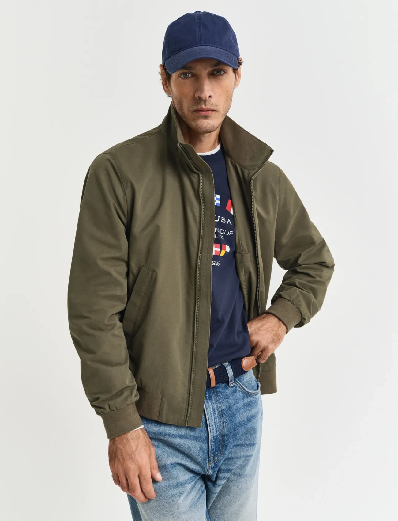 GANT Lightweight Hampshire Jacket, S, Khaki green, Jakker > Lette Jakker, Herre