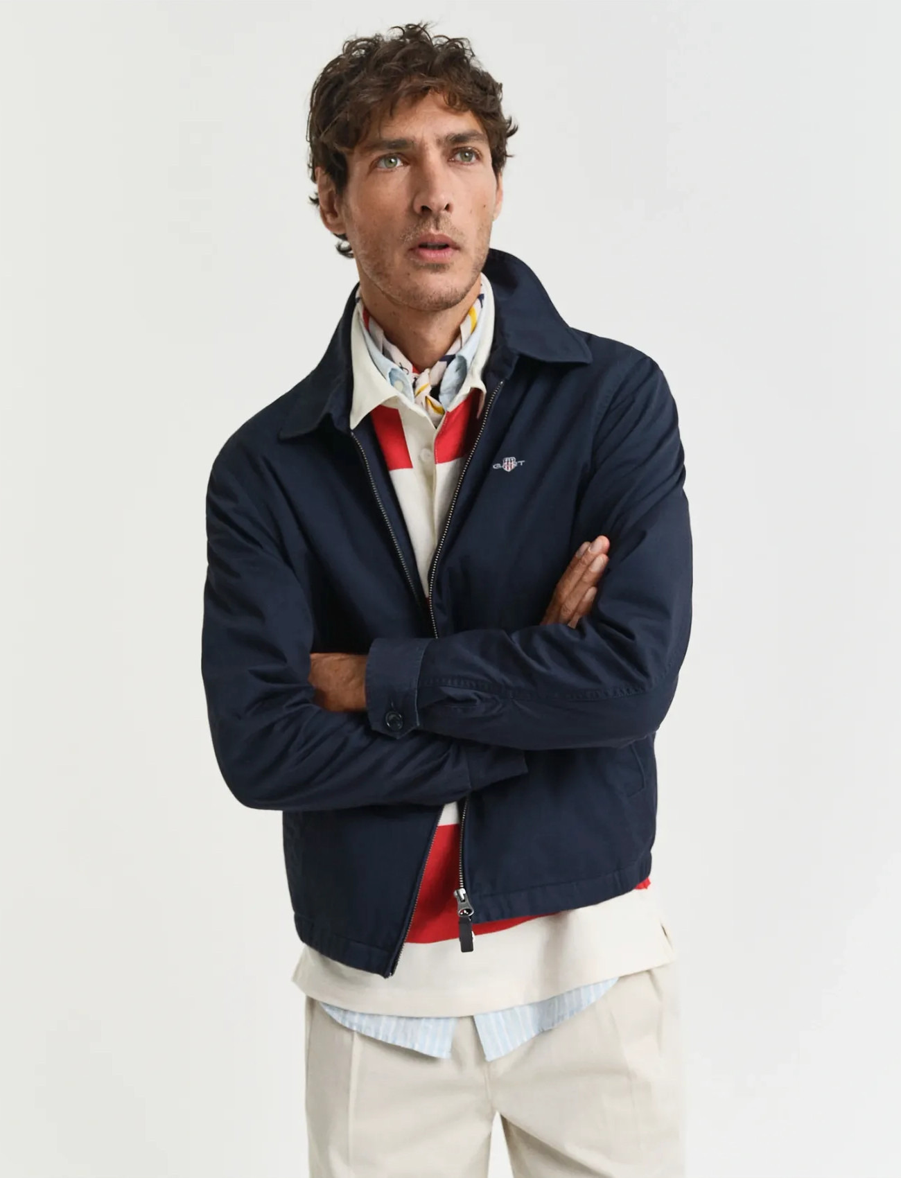 GANT Cotton Windcheater Jacket, L, Navy, Jakker > Lette Jakker, Herre