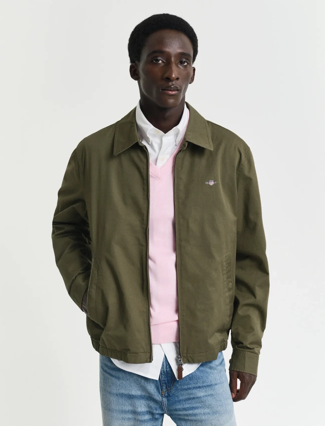 GANT Cotton Windcheater Jacket, XL, Khaki green, Jakker > Lette Jakker, Herre