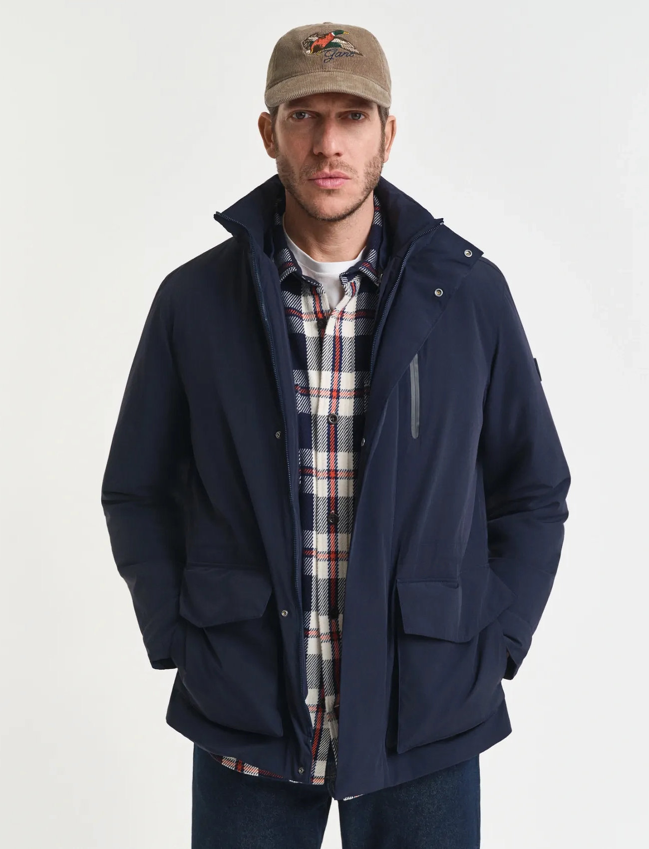 GANT Double Mid Length Jacket, 3XL, Navy, Jakker > Lette Jakker, Herre