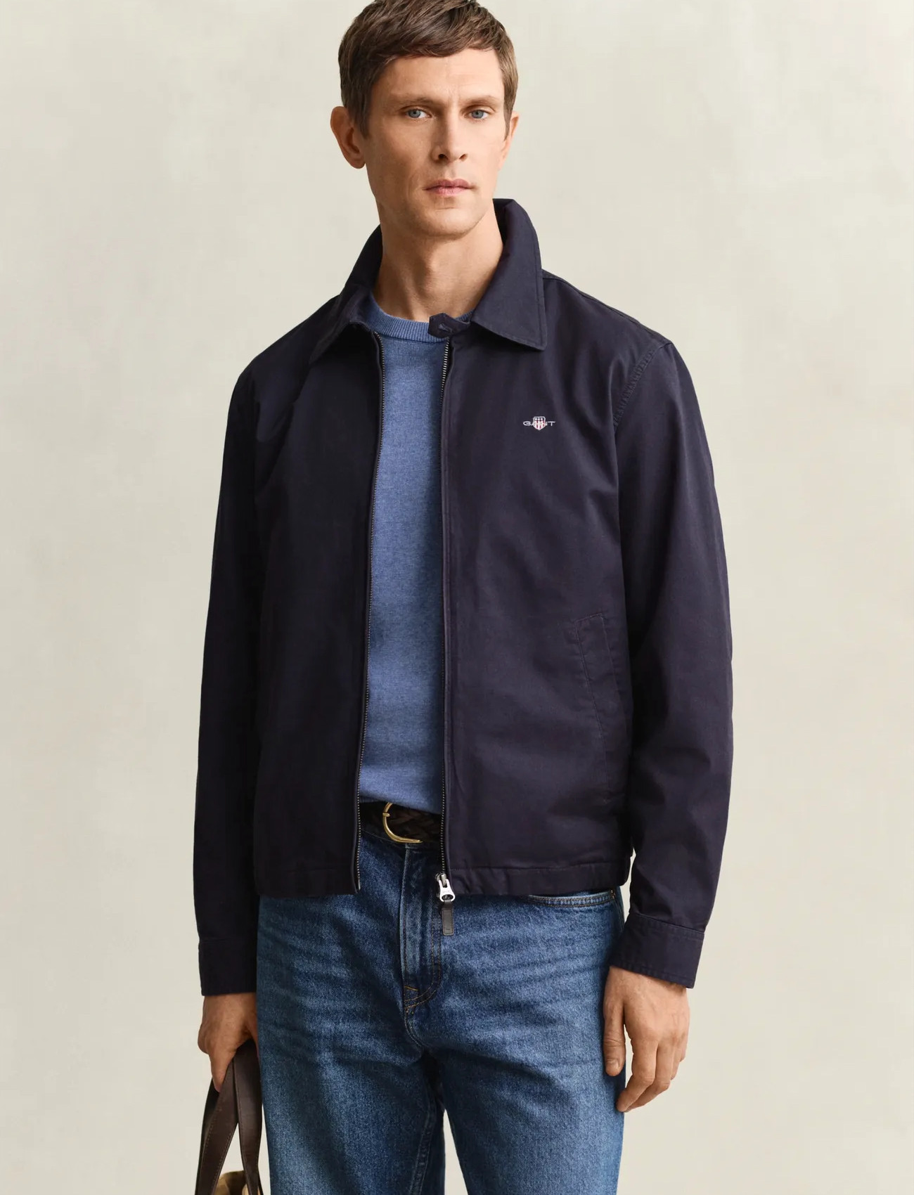 GANT Cotton Windcheater Jacket, XXL, Navy, Jakker > Lette Jakker, Herre