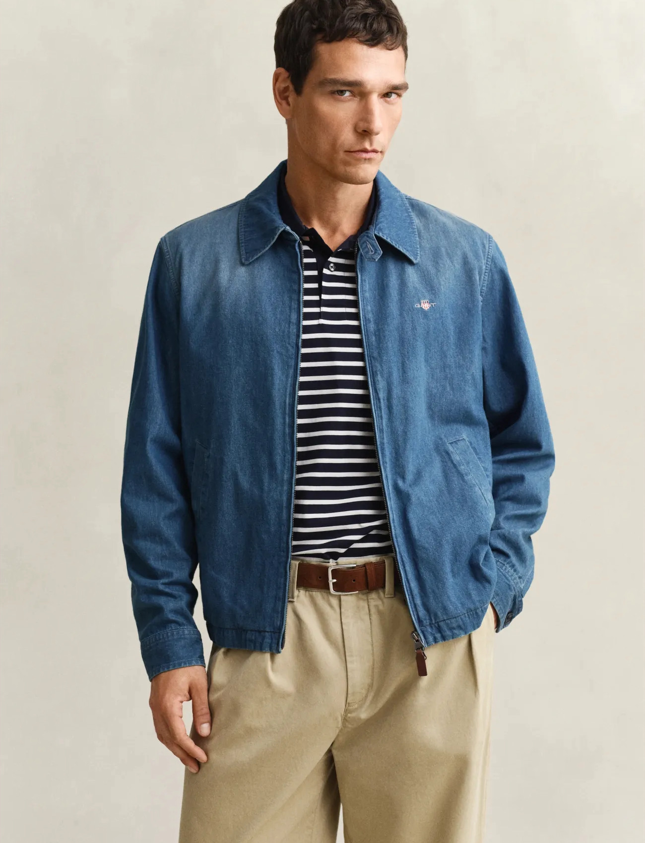 GANT Indigo Windcheater Jacket, S, Blue, Denim > Unlined Denim Jackets, Herre