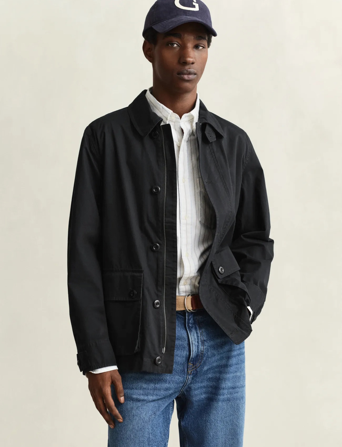 GANT Cotton Decker Jacket, XL, Black, Jakker > Lette Jakker, Herre