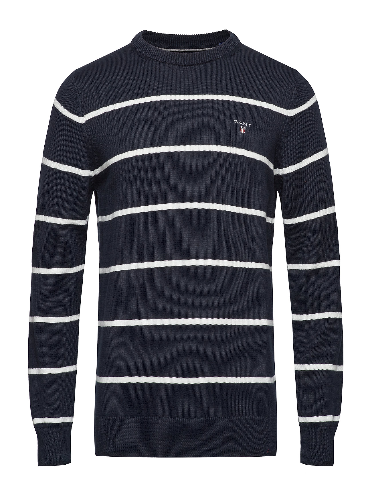 Classic Cotton Breton Crew Gebreide Trui Met Ronde Kraag Blauw Gant gant kopen in de aanbieding Classic Cotton Breton Crew Gebreide Trui Met Ronde Kraag Blauw Gant gant kopen in de aanbieding
