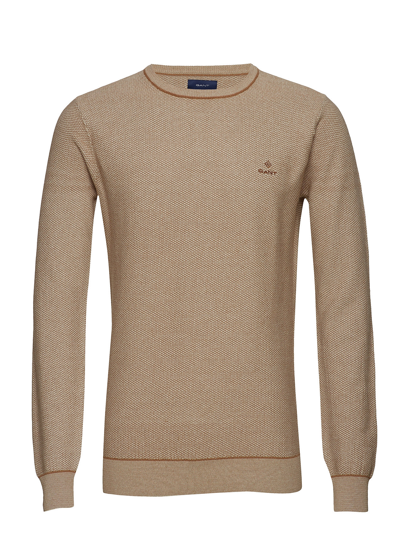 O1 Micro Texture Crew Gebreide Trui Met Ronde Kraag Beige Gant gant kopen in de aanbieding