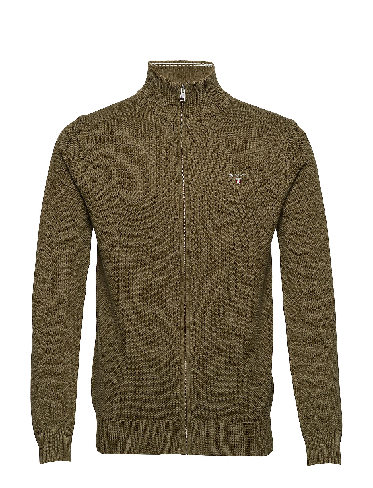 Cotton Pique Zip Cardigan Gebreide Trui Beige Gant gant kopen in de aanbieding Cotton Pique Zip Cardigan Gebreide Trui Beige Gant gant kopen in de aanbieding