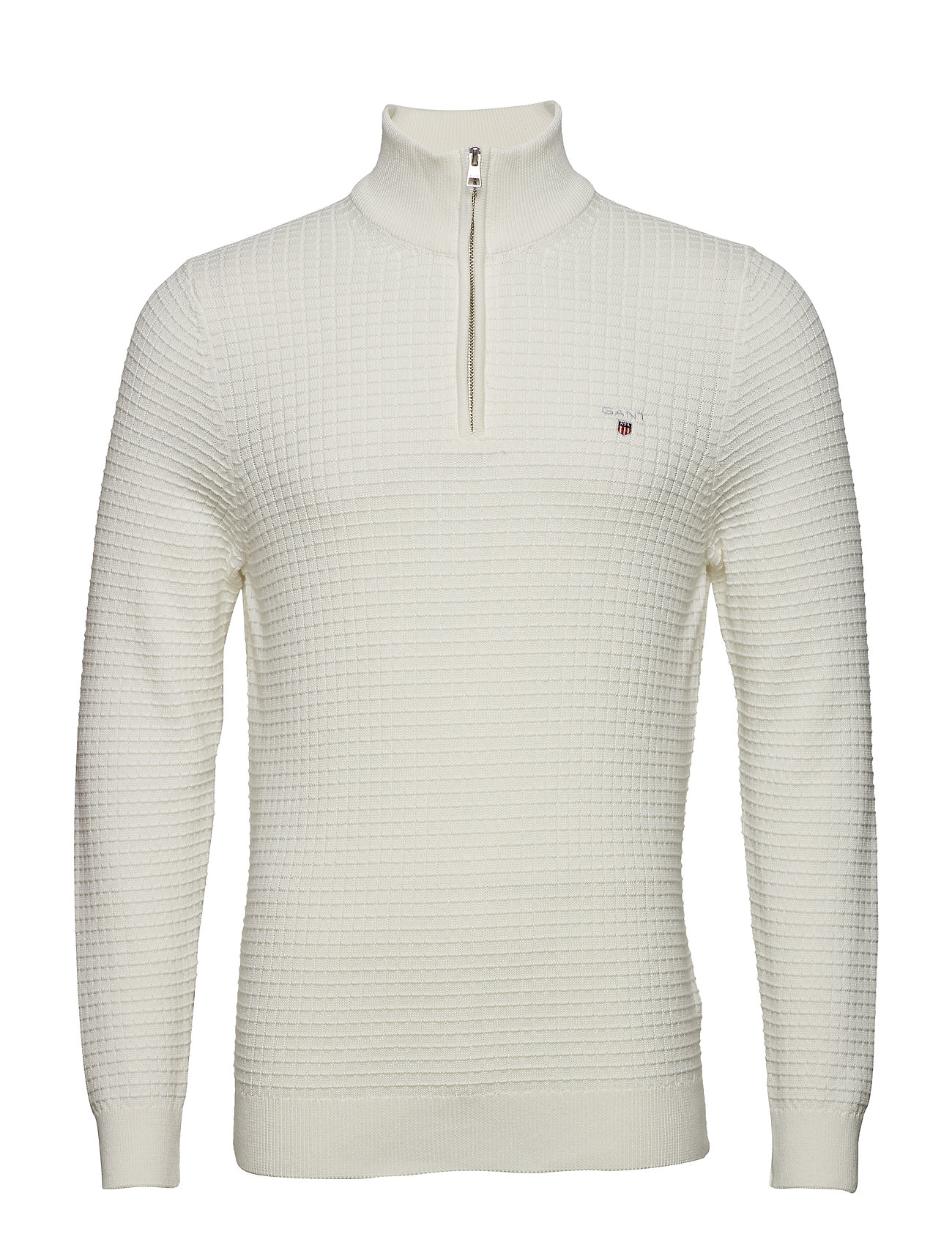 O1 Cotton Textured Halfzip Gebreide Turtleneck Coltrui Wit Gant gant kopen in de aanbieding