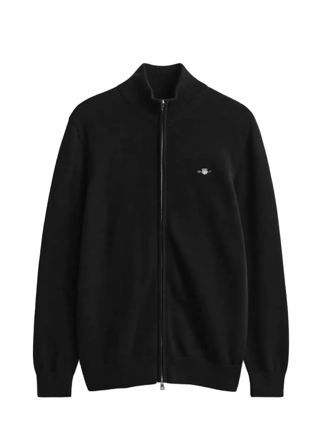 Casual Cotton Zip Cardigan Black GANT