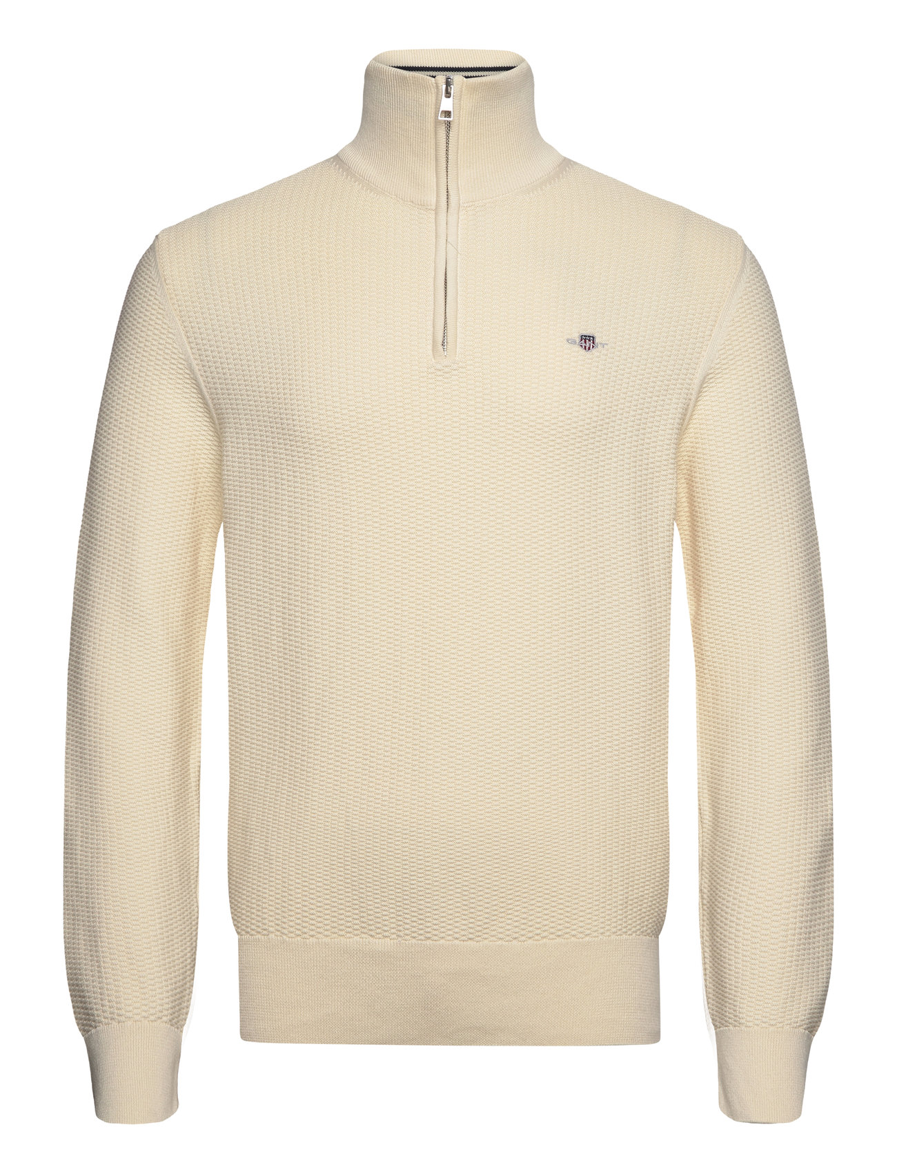 Cotton Micro Textured Half Zip Cream GANT