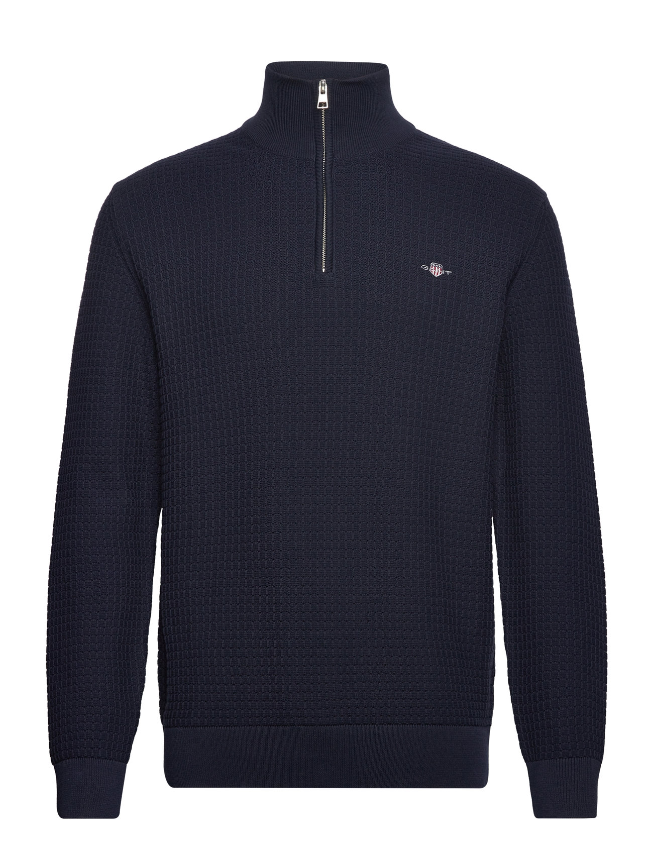 Cotton Textured Half Zip Navy GANT