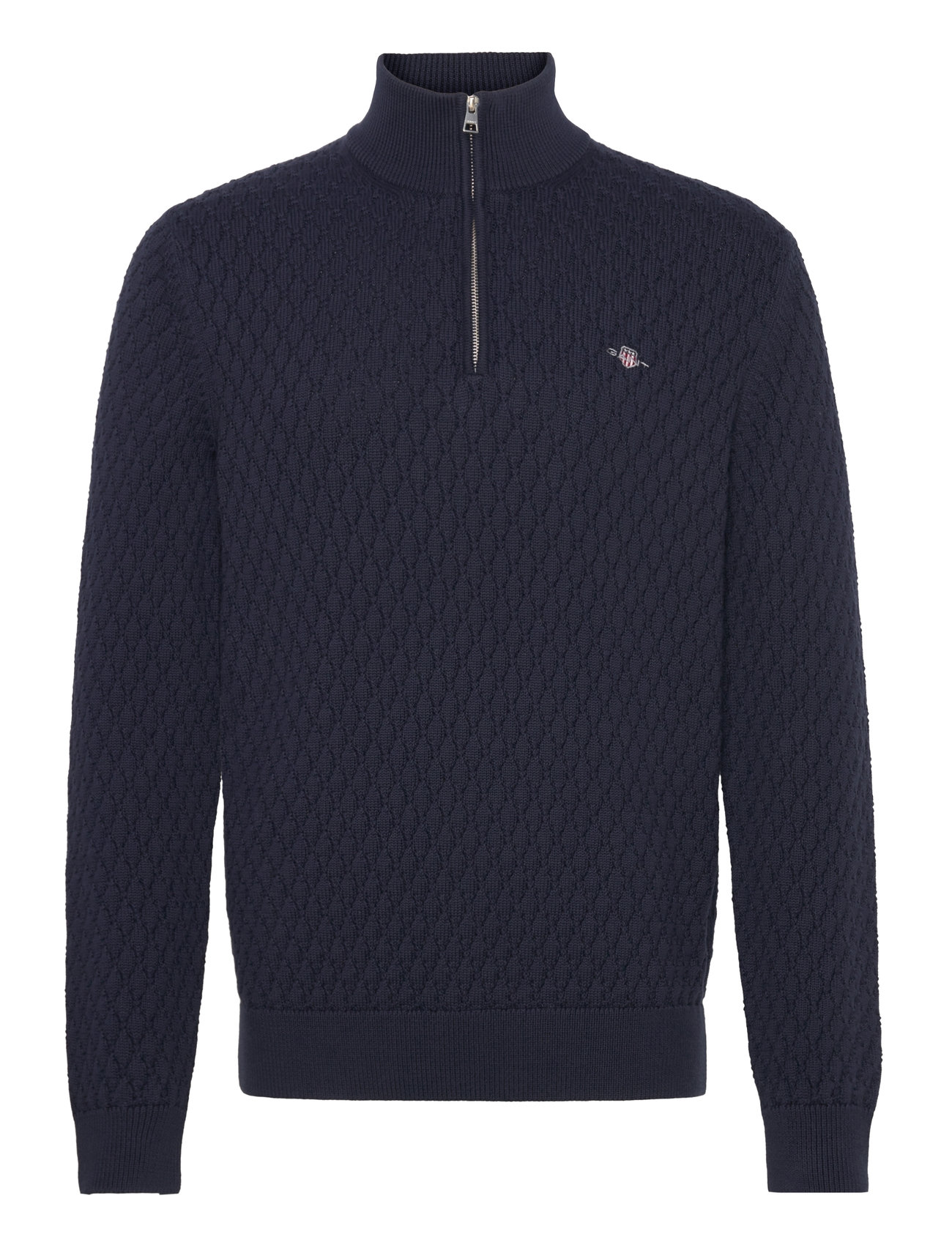 Textured Cotton Half Zip Navy GANT