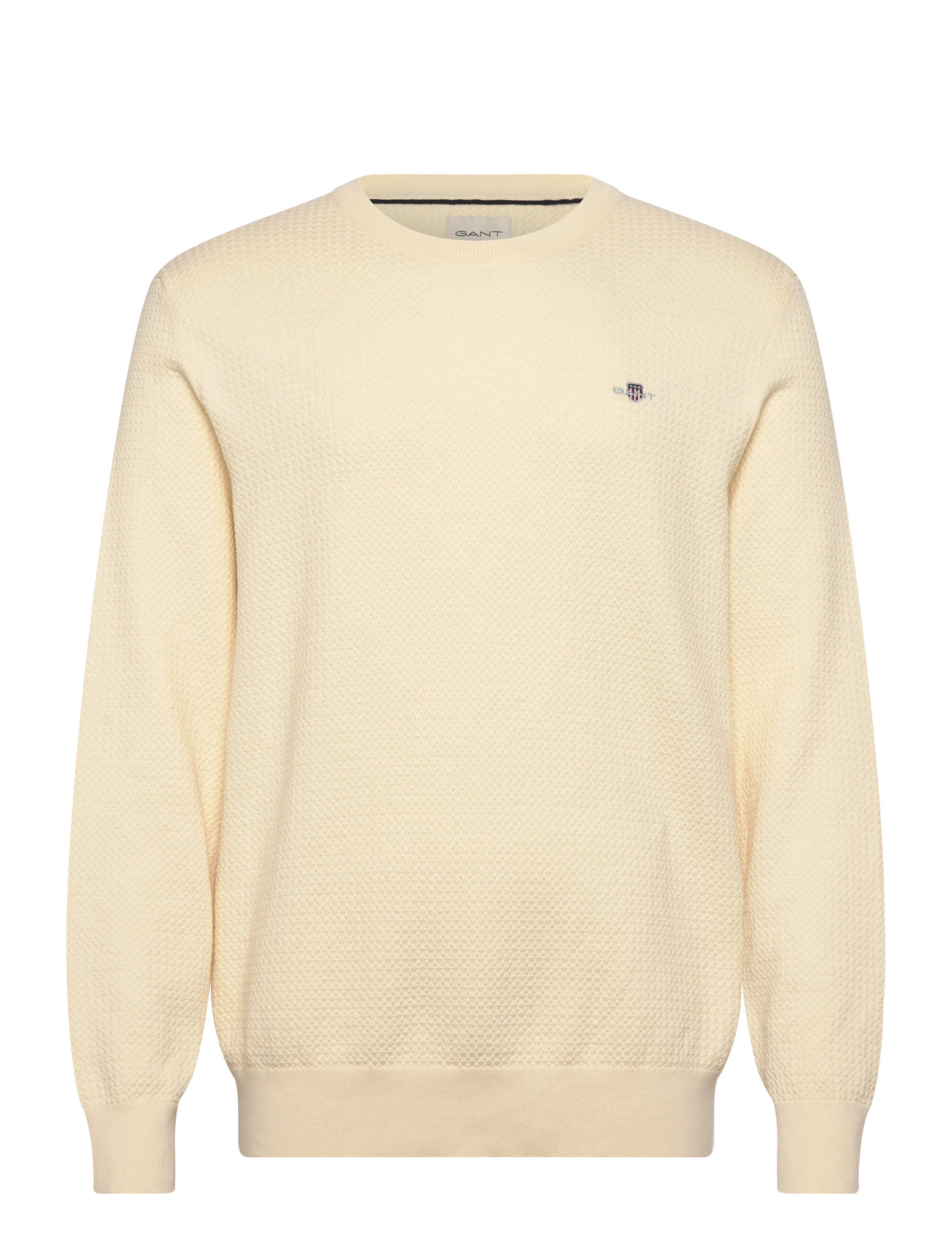 GANT Textured Cotton C-Neck, 3XL, Yellow, Sweatshirts & Hættetrøjer > Sweatshirts, Herre