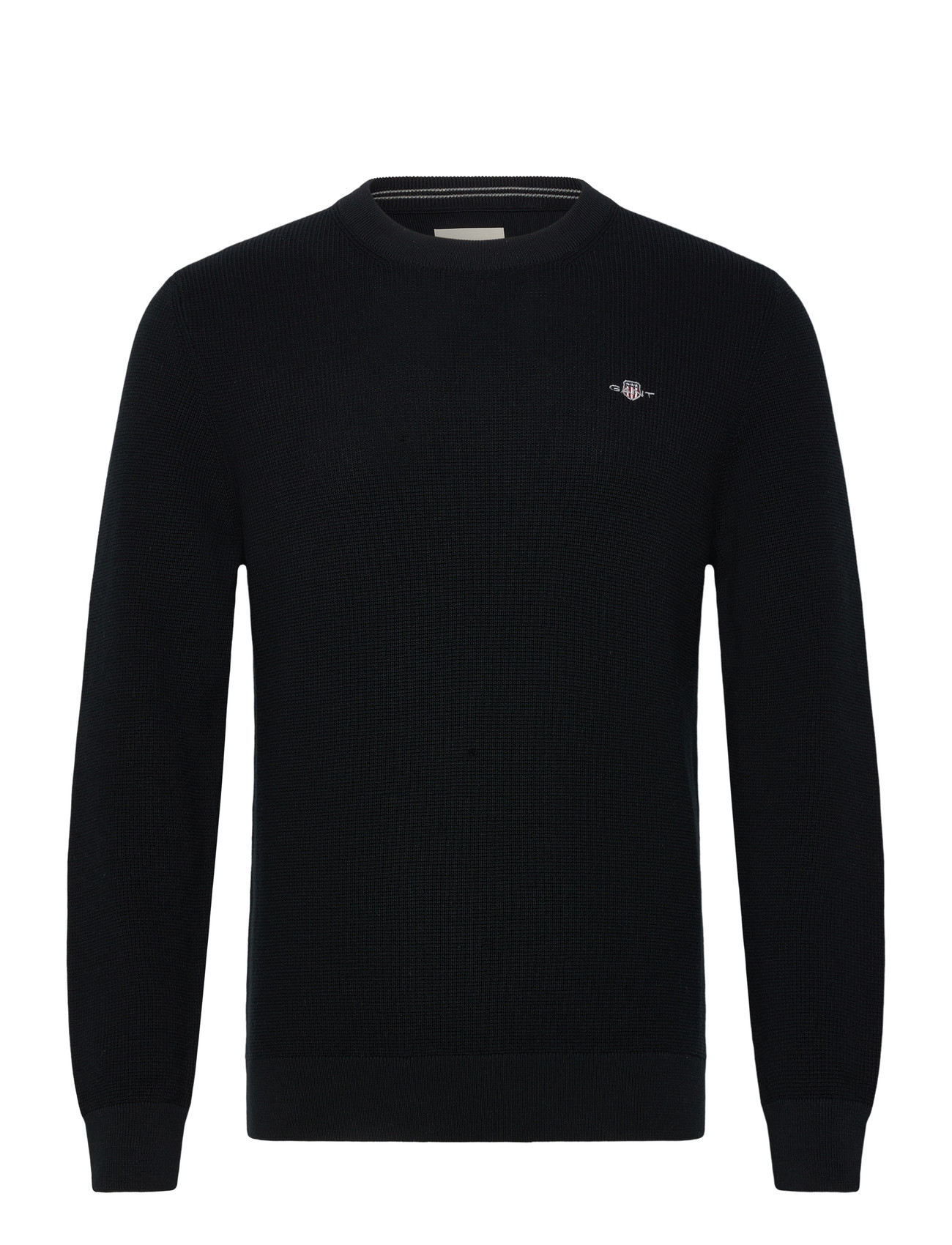 GANT Micro Textured Cotton C-Neck, XXL, Black, Strik > Runde Halse, Herre