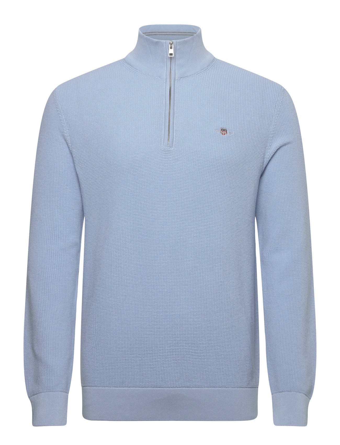 GANT Micro Textured Cotton Half Zip, XL, Blue, Strik > Trøjer Med Halv Lynlås, Herre