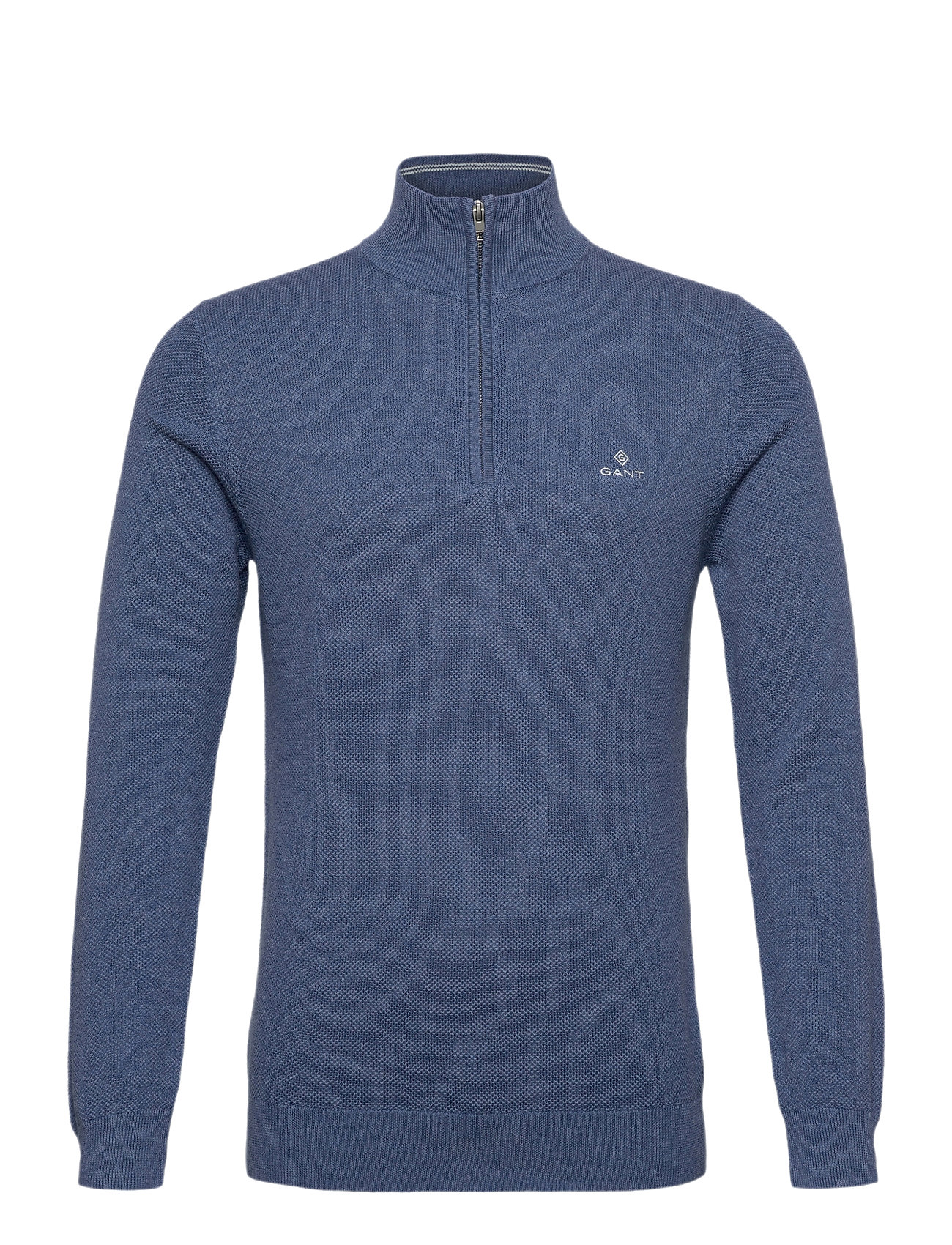 Cotton Pique Half Zip Tops Knitwear Half Zip Jumpers Blue GANT