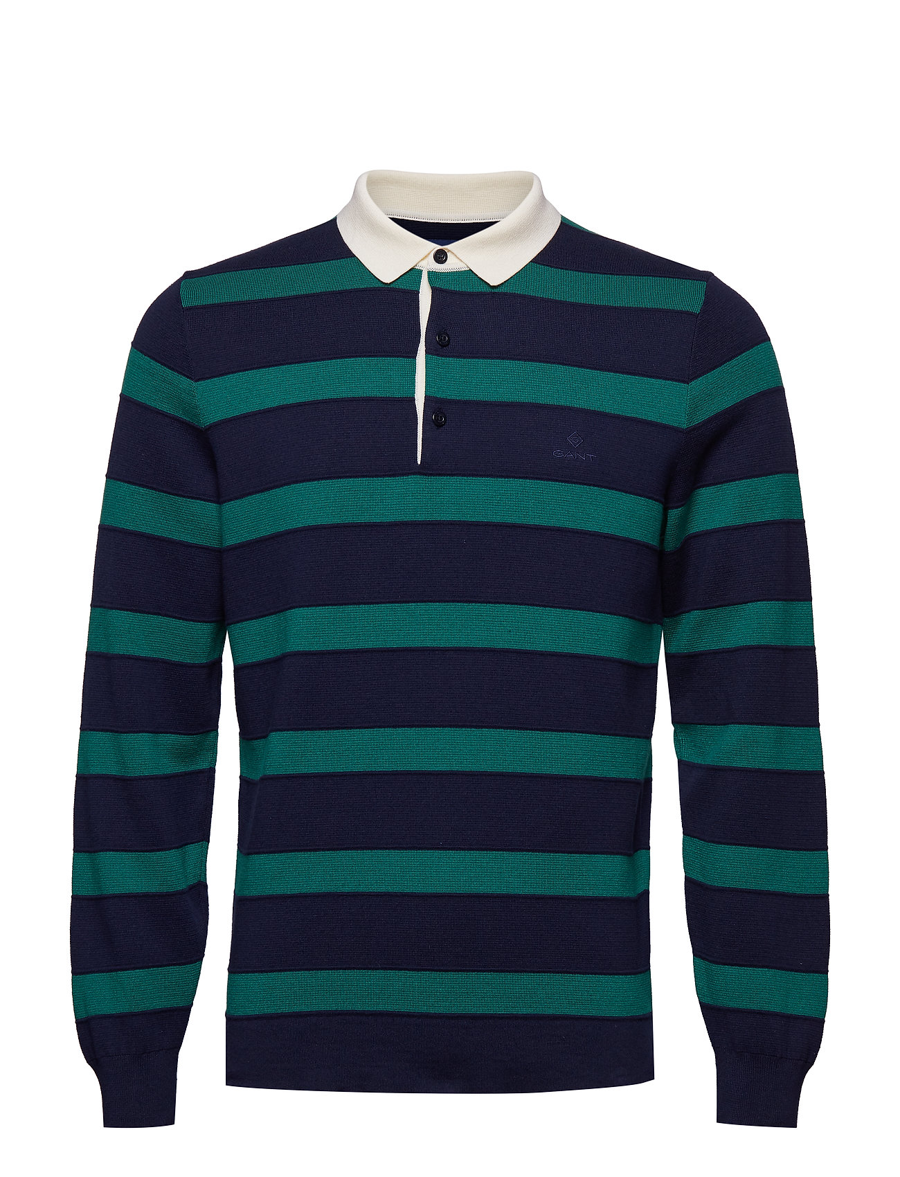 O1 Knitted Striped Rugger Poloshirt Polo Lange Mouwen Groen Gant gant kopen in de aanbieding