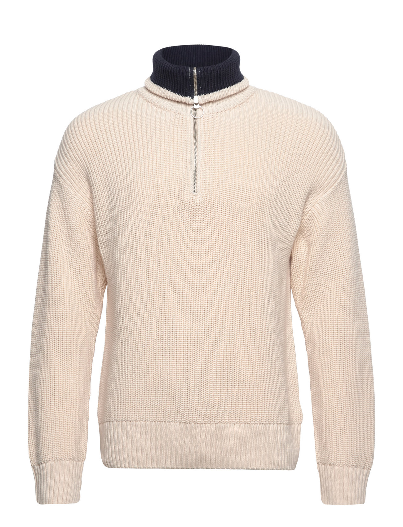 Rib Halfzip Tops Knitwear Half Zip Jumpers Cream GANT