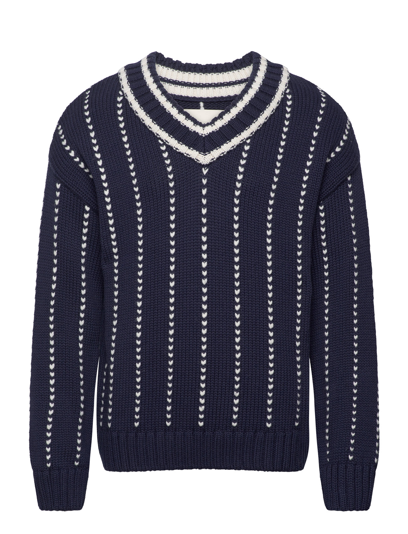 GANT Pinstriped Collegiate V-Neck Marinblå