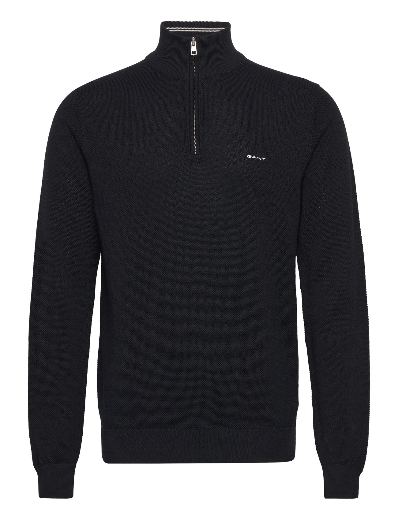 Cotton Pique Half Zip Black GANT