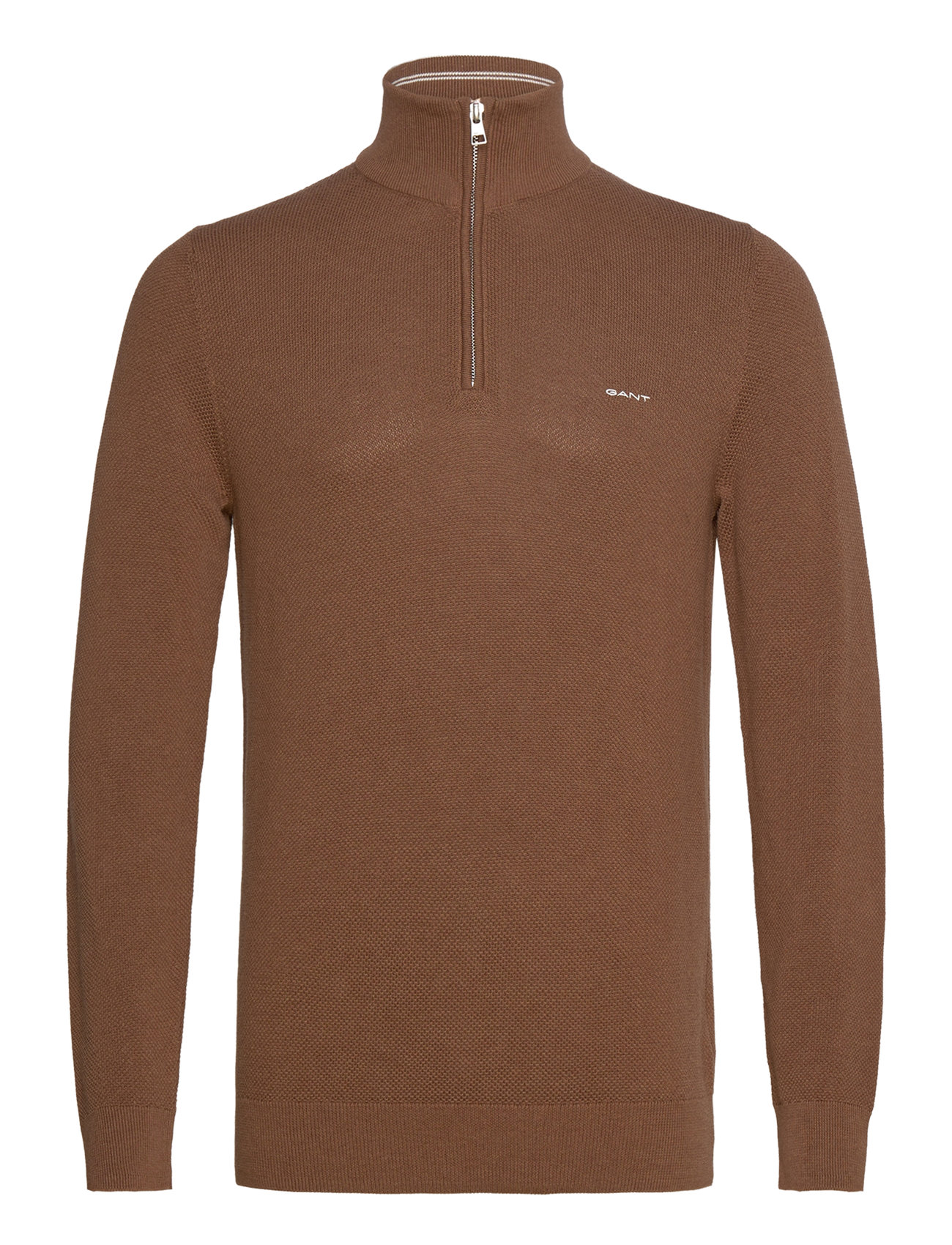 Cotton Pique Half Zip Brown GANT