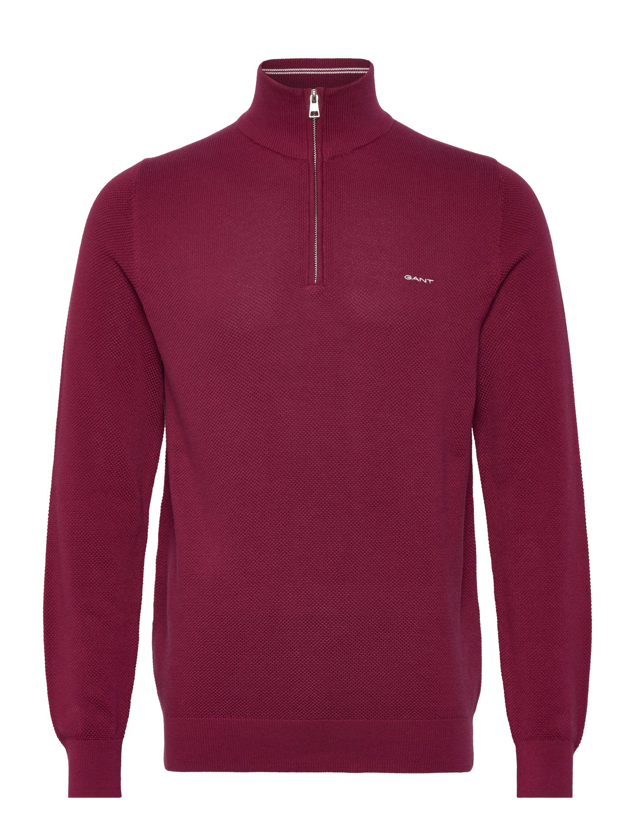 Cotton Pique Half Zip Burgundy GANT