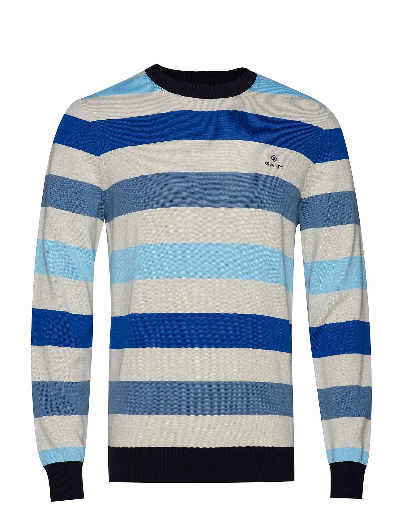 D1 Multi Colored Stripe Crew Gebreide Trui Met Ronde Kraag Blauw Gant gant kopen in de aanbieding D1 Multi Colored Stripe Crew Gebreide Trui Met Ronde Kraag Blauw Gant gant kopen in de aanbieding