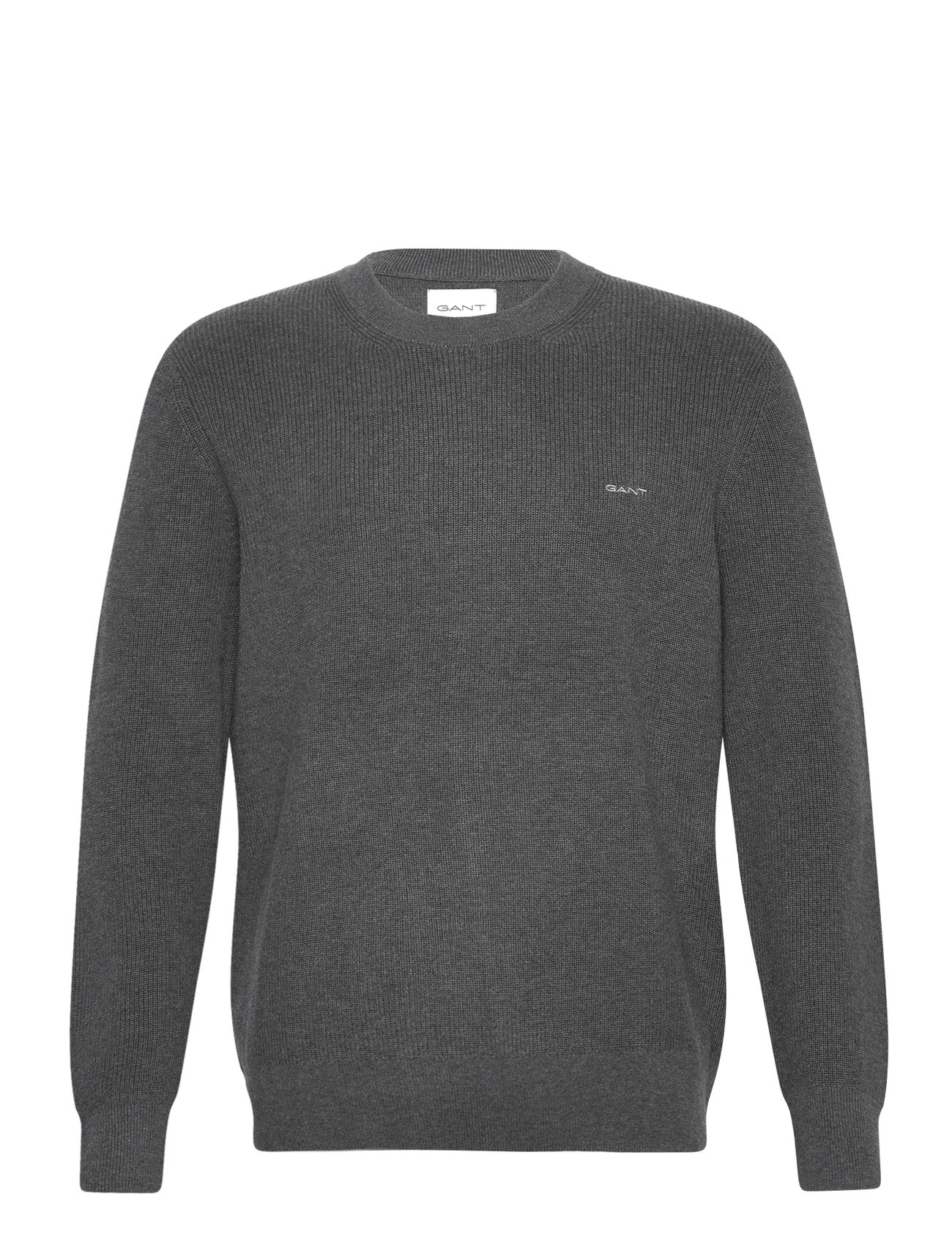 Cotton Wool Rib C-Neck Grey GANT