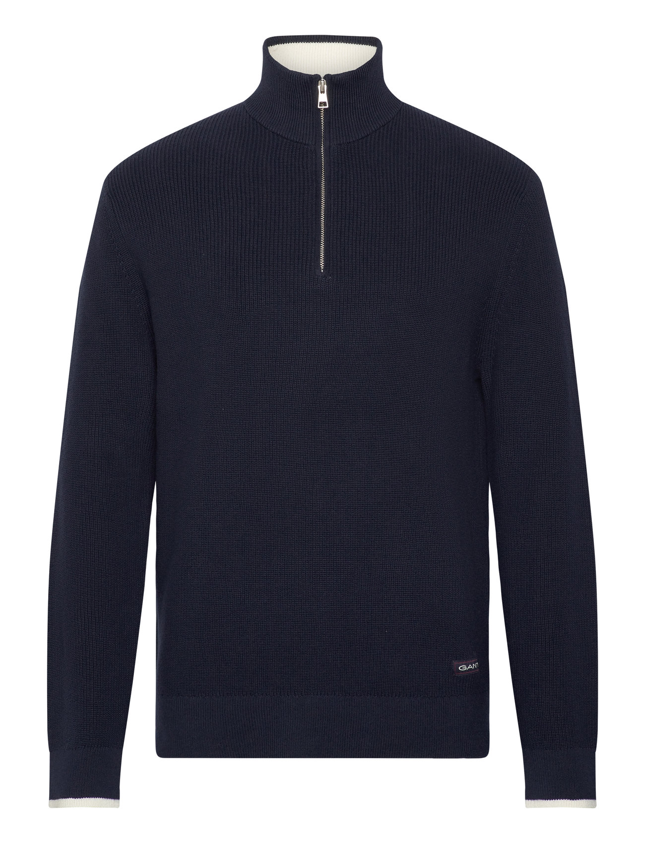 Ribbed Cotton Half Zip Navy GANT