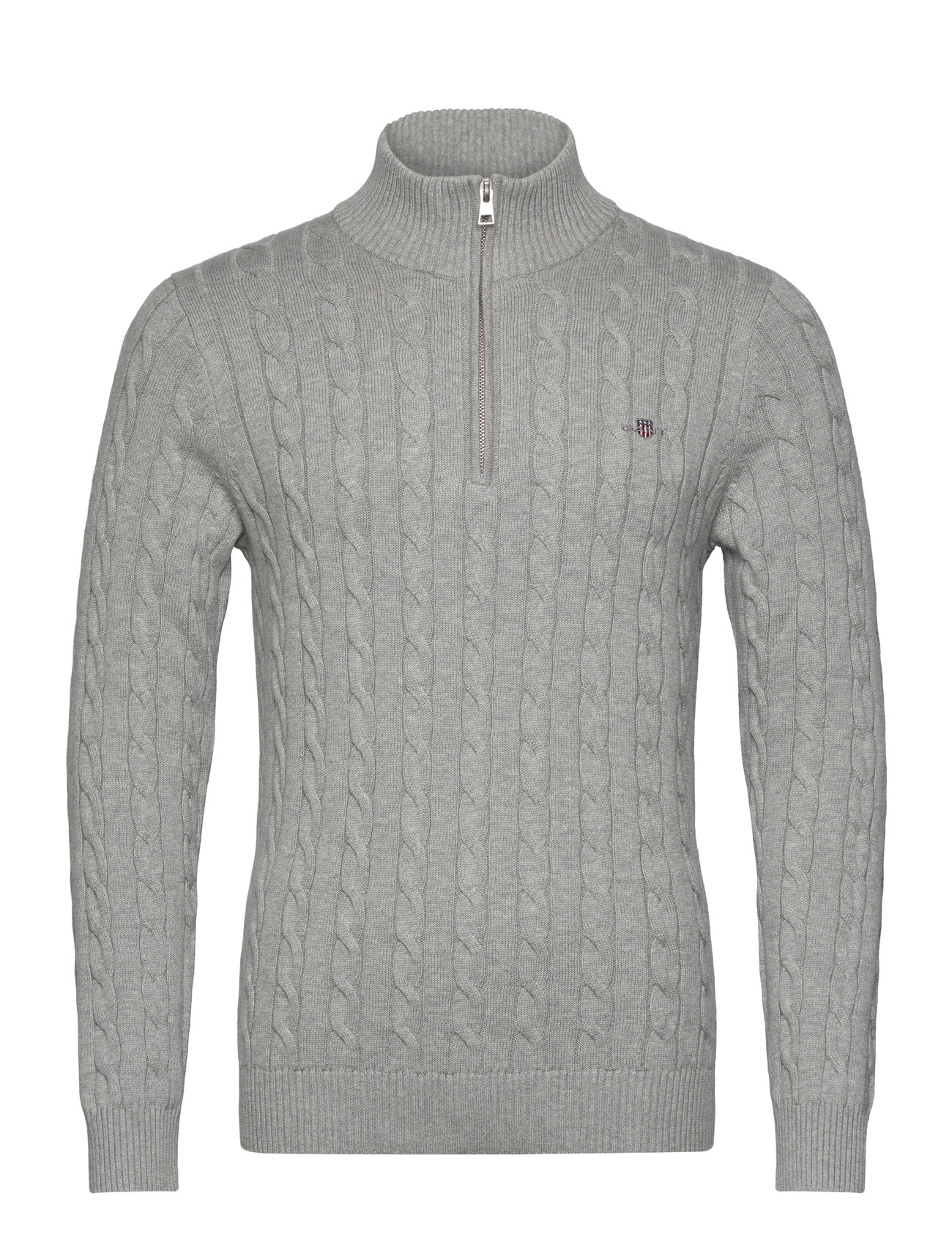 GANT Cotton Cable Half Zip Grå