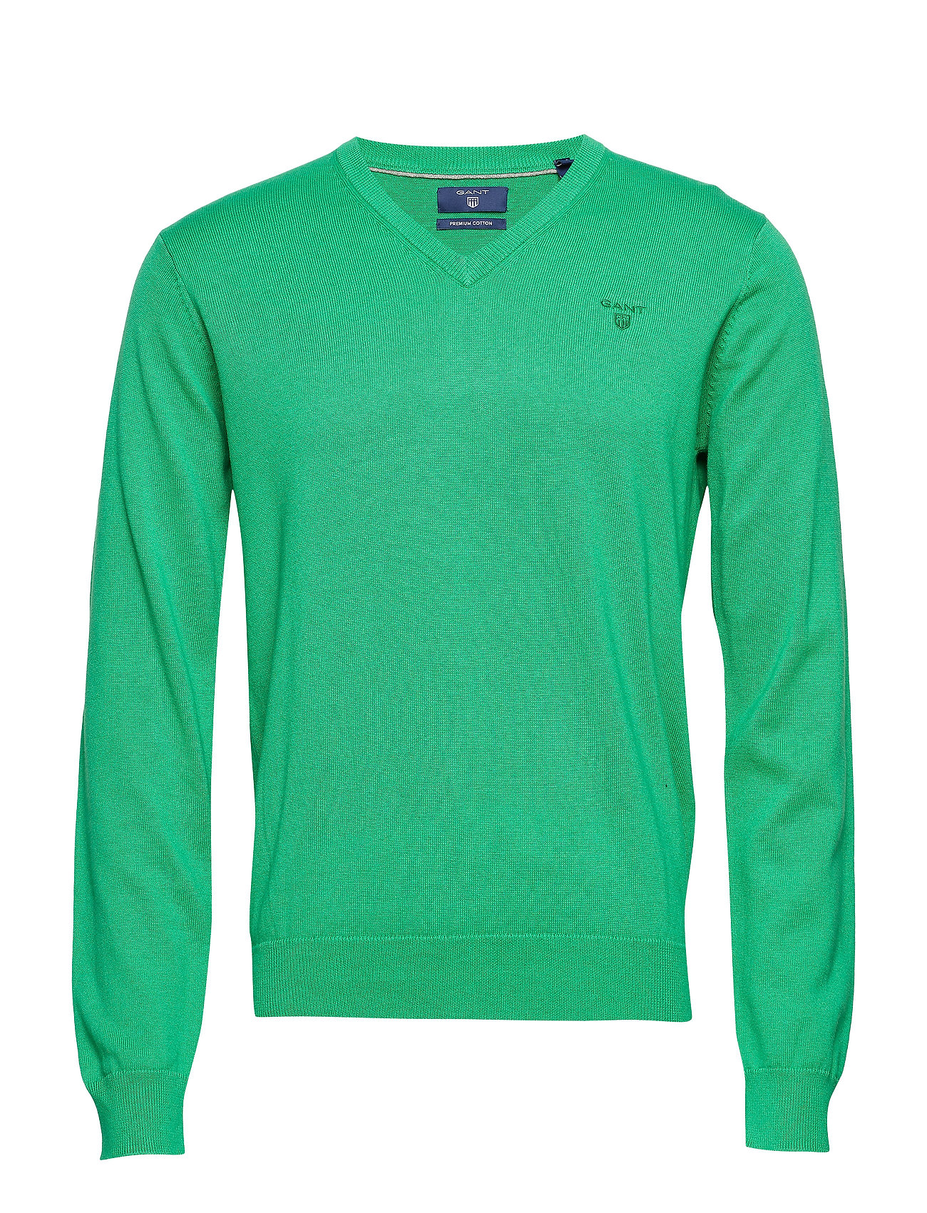 sweatere & strik med – Light Weight Cotton V-Neck Strikket Trøje V-hals Grøn GANT til herre i Sort - Pashion.dk