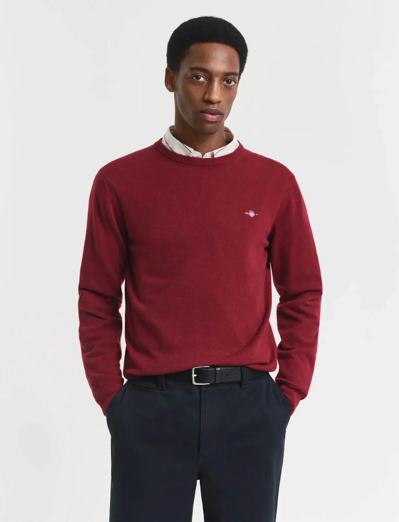 GANT Superfine Lambswool C-Neck, 3XL, Red, Strik > Runde Halse, Herre