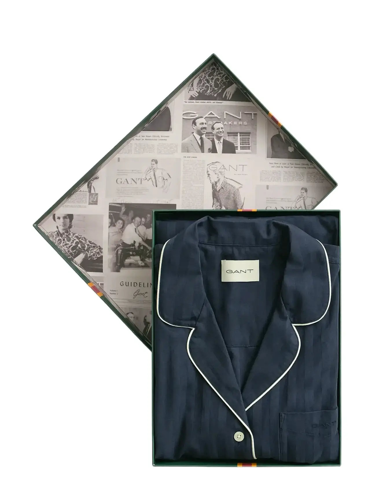 GANT Satin Stripe Pajama Set Gift Box Navy - XS - Damen