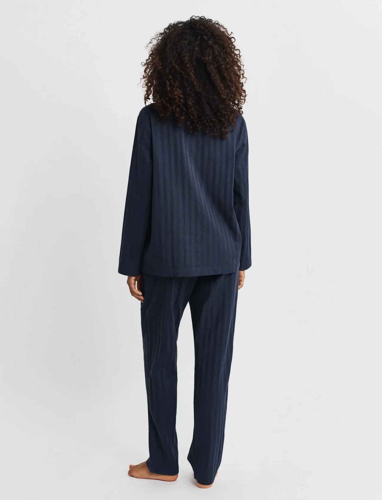 GANT Satin Stripe Pajama Set Gift Box, M, Navy, Nat- Og Opholdstøj > Pyjamas (set), Dame