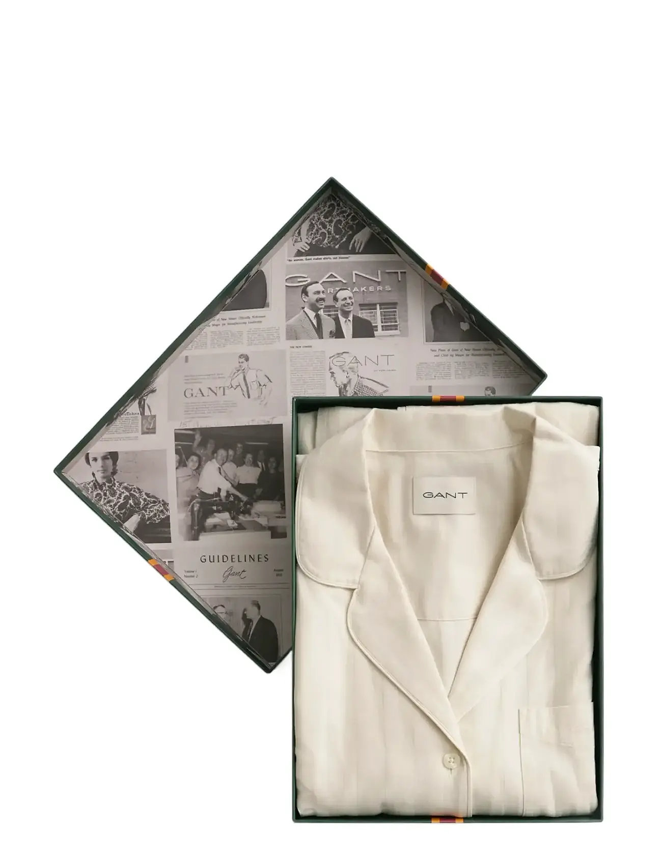 GANT Satin Stripe Pajama Set Gift Box Cream - XL - Damen