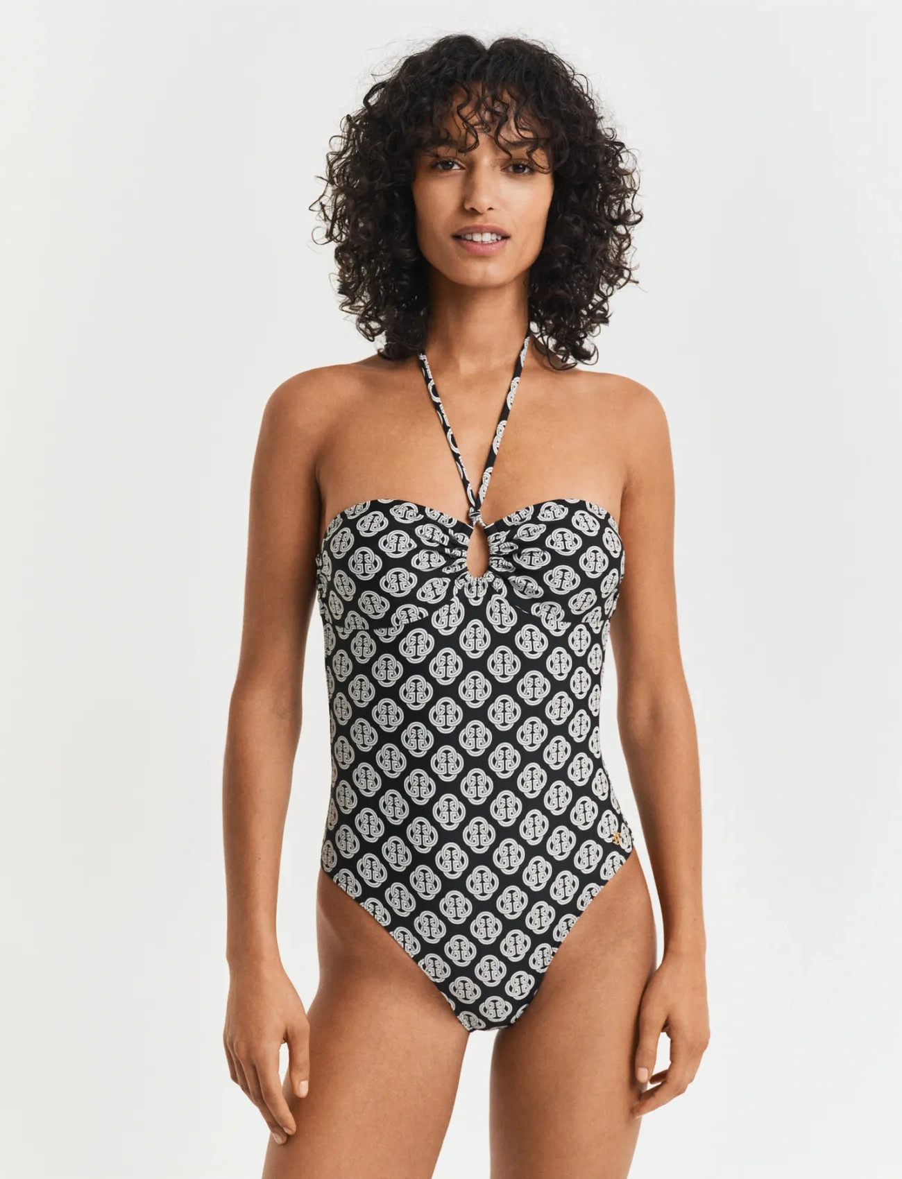 GANT Monogram Print Swimsuit, M, Black, Badetøj > Badedragter, Dame
