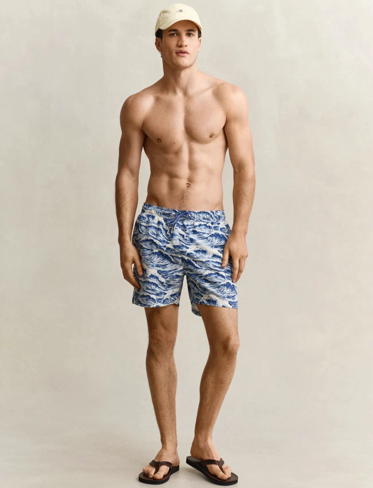 GANT Waves Print Swim Shorts, XL, Blue, Badetøj > Shorts, Herre