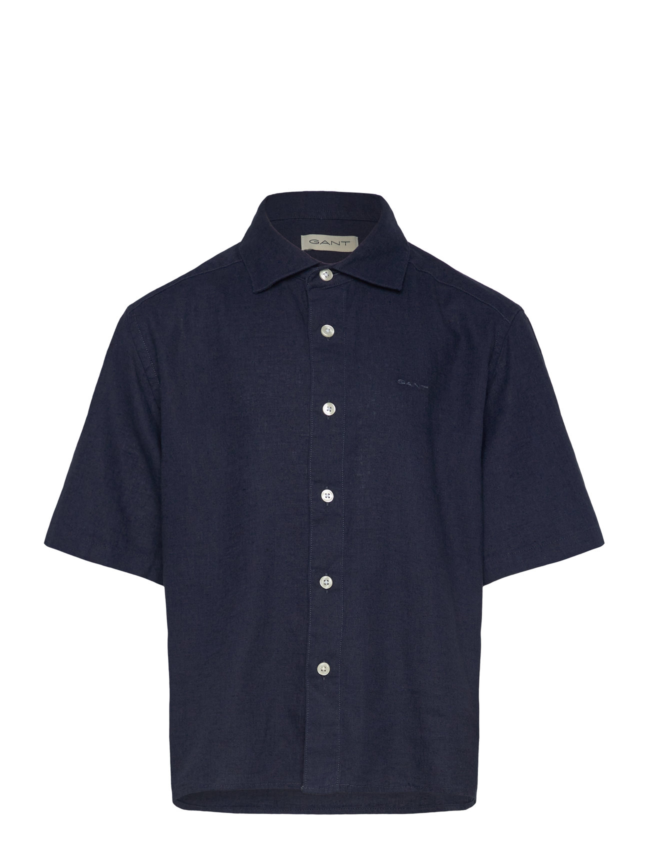 GANT Cotton Linen Ss Shirt, 170, Navy, Skjorter > Kortærmede Shirts, Børn