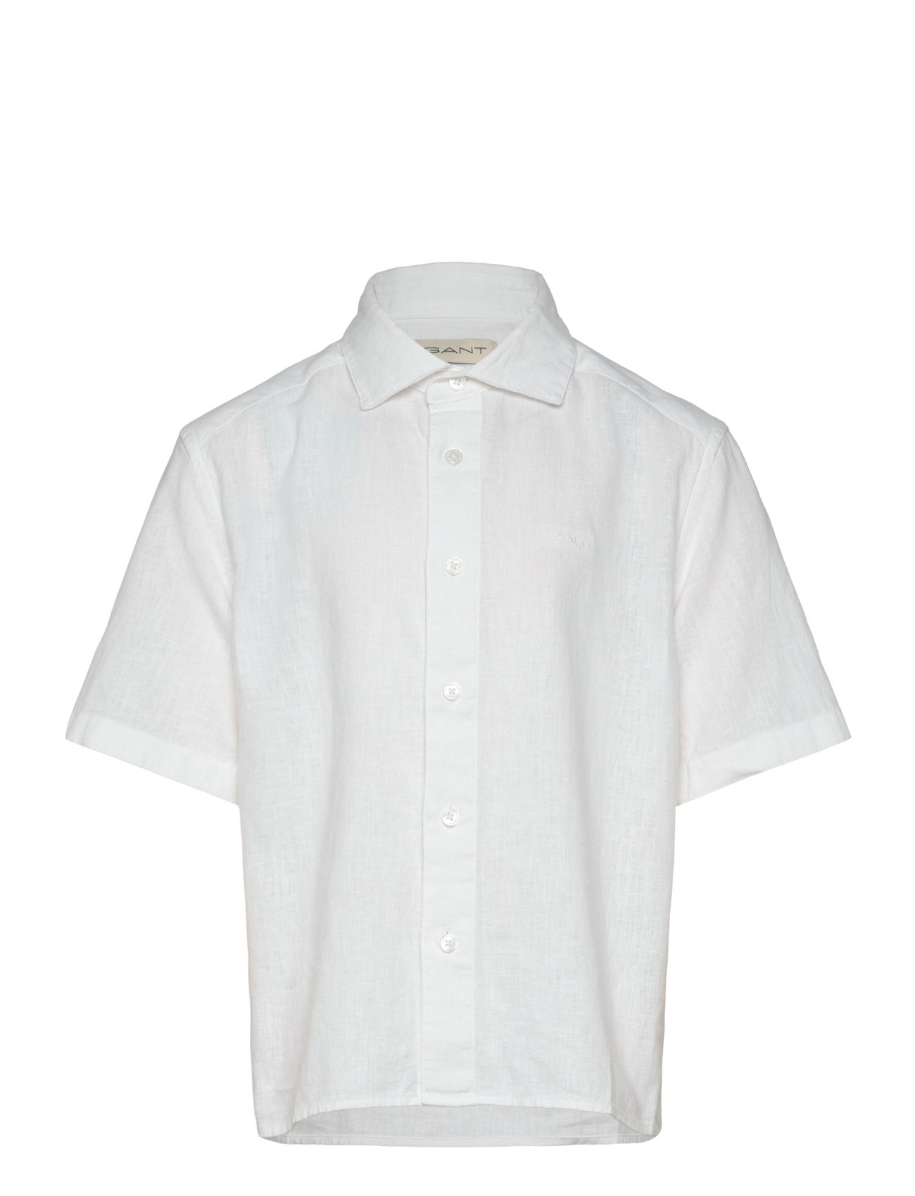 GANT Cotton Linen Ss Shirt, 176, White, Skjorter > Kortærmede Shirts, Børn